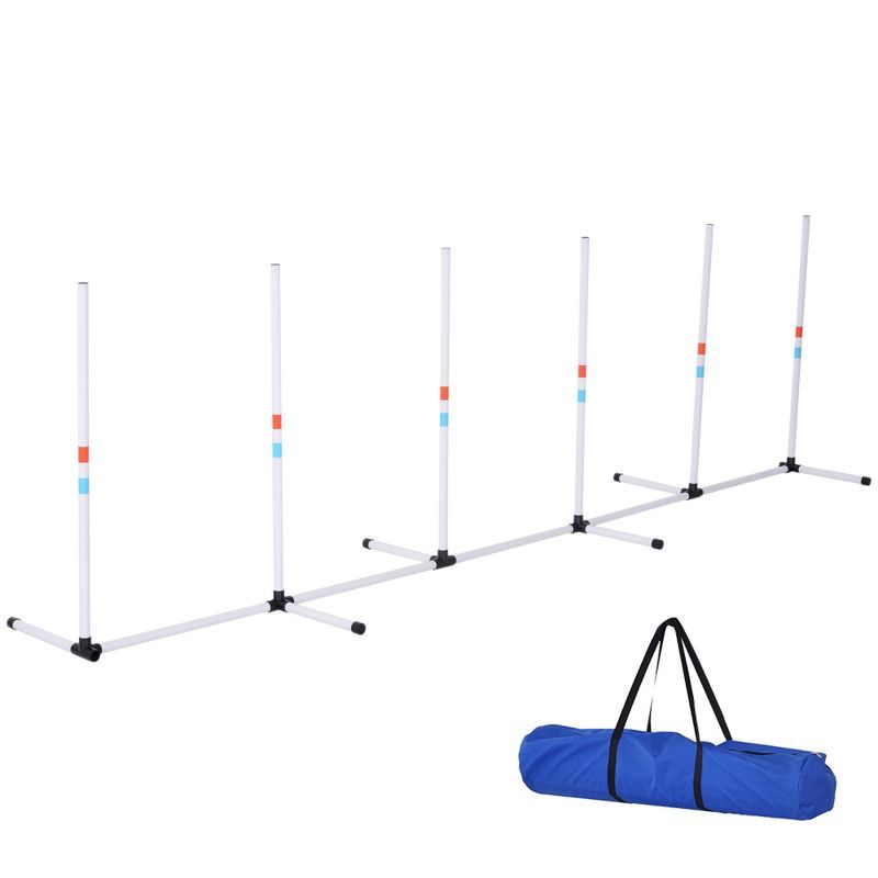 Adjustable White Dog Agility Training Set with Storage Bag