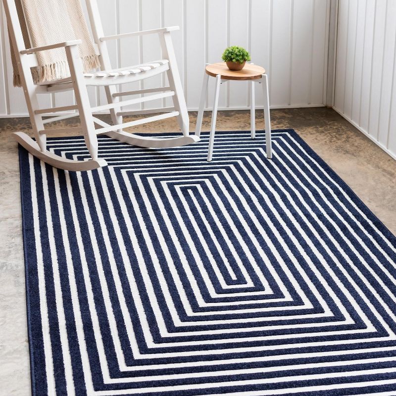 Navy Blue 4' x 6' Prescott Easy-Care Outdoor Area Rug