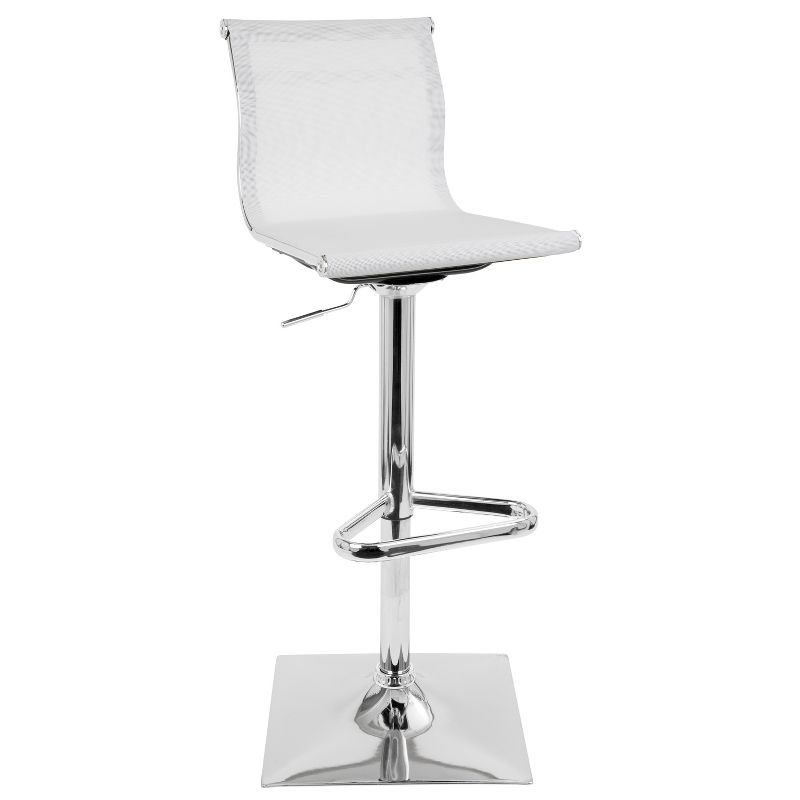 White Adjustable Metal Swivel Barstool with Mesh Backrest