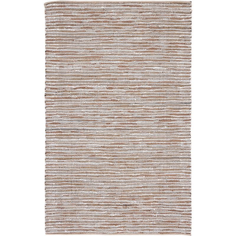 Beige and Ivory Cowhide Flat Woven Handmade 8' x 10' Area Rug