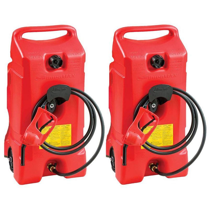 Red 14-Gallon Portable Plastic Gas Fuel Tank with Pump, 2-Pack