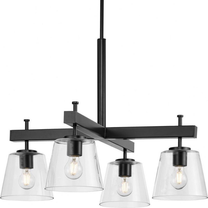 Saffert Matte Black 4-Light Chandelier with Clear Glass Shades