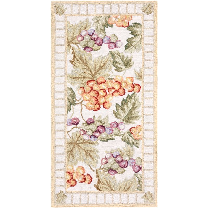 Ivory Floral Hand-Knotted Wool Area Rug 2'6" x 5'