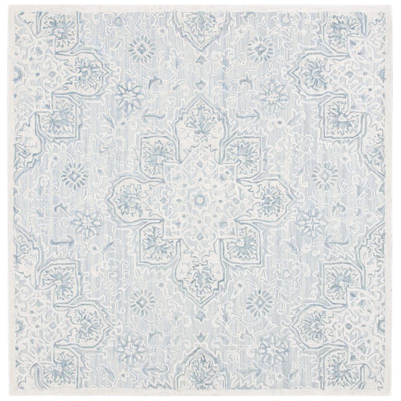Handmade Luxe Gray Wool 6' Square Abstract Tufted Rug