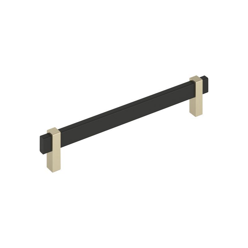 Matte Black and Golden Champagne 7-9/16" Bar Cabinet Pull