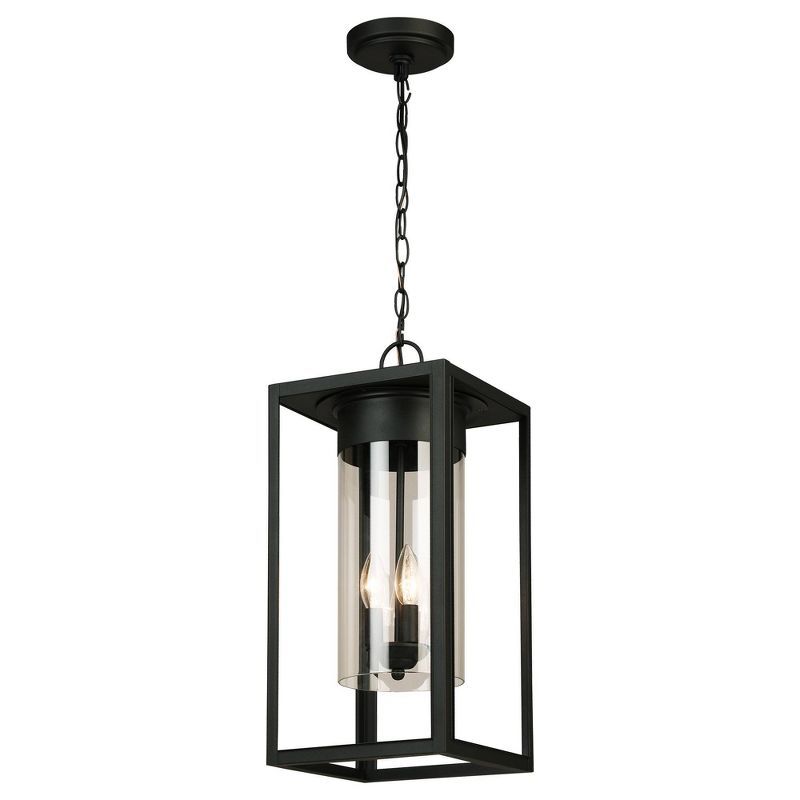 Walker Hill 20" Matte Black Glass Outdoor Pendant Light