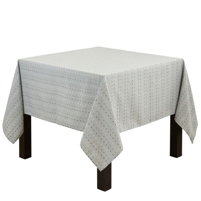 Gray Square Fabric Tablecloth with Stitched Line Design