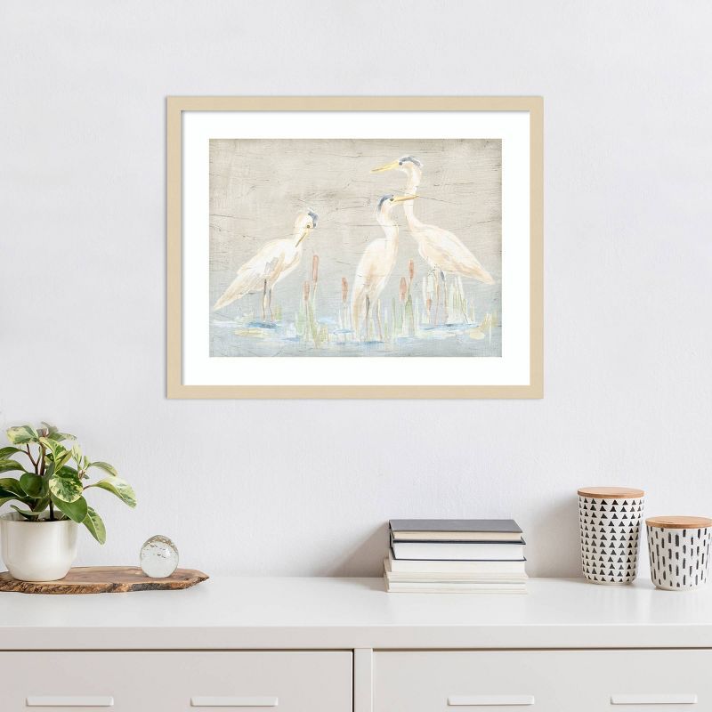 Natural Framed Driftwood Waterbirds II Giclee Print