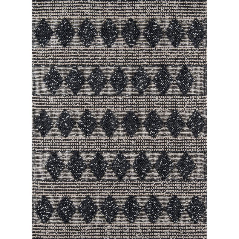 Charcoal Geometric Hand-Tufted Wool and Viscose Rug 2' x 3'