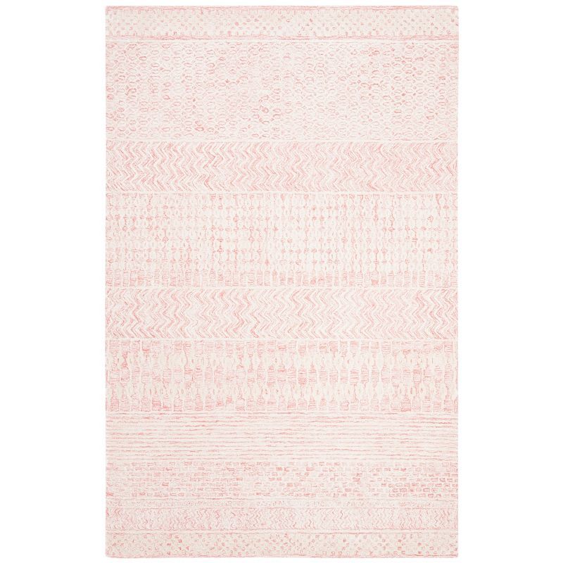 Light Pink Ivory Hand-Tufted Wool Viscose 4' x 6' Rug