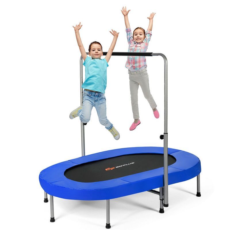 Blue Oval Kids' Double Mini Fitness Trampoline with Adjustable Handle