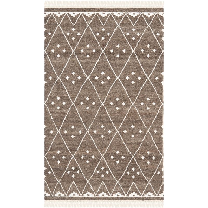 Handmade Brown Wool and Viscose Rectangular Area Rug 2' x 3'