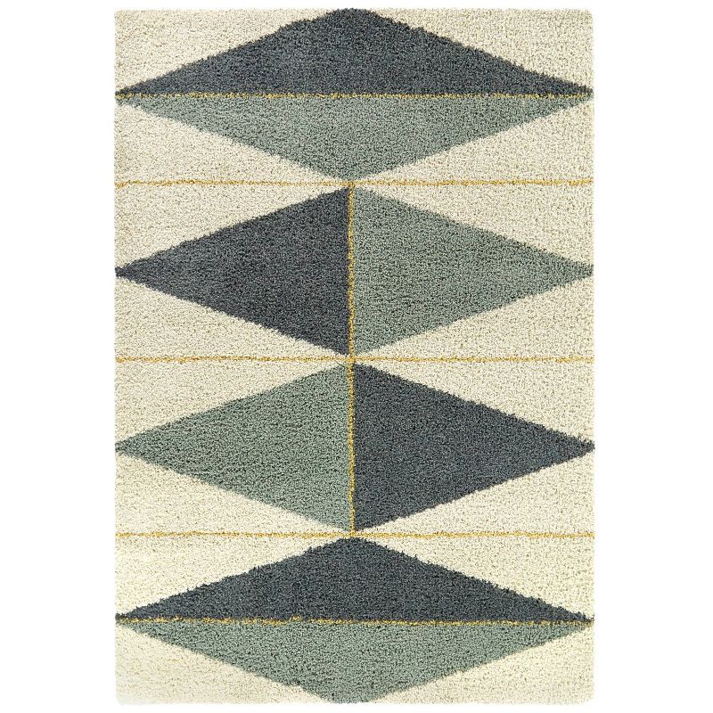 Navy Geometric Shag 6' x 9' Easy-Care Synthetic Area Rug