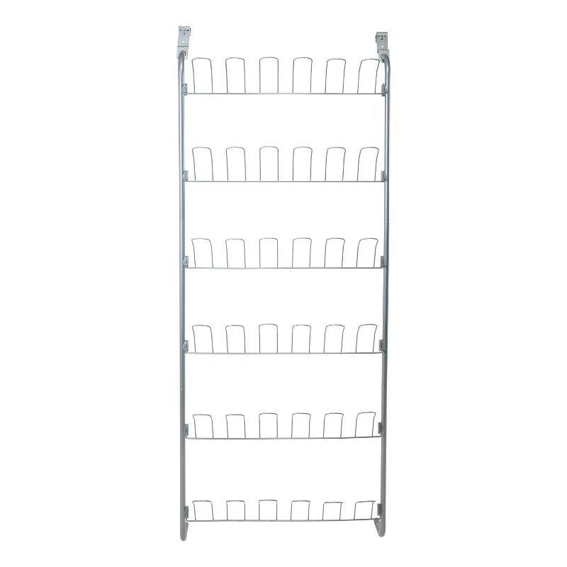 Silver Metal Over-the-Door 18 Pair Shoe Rack