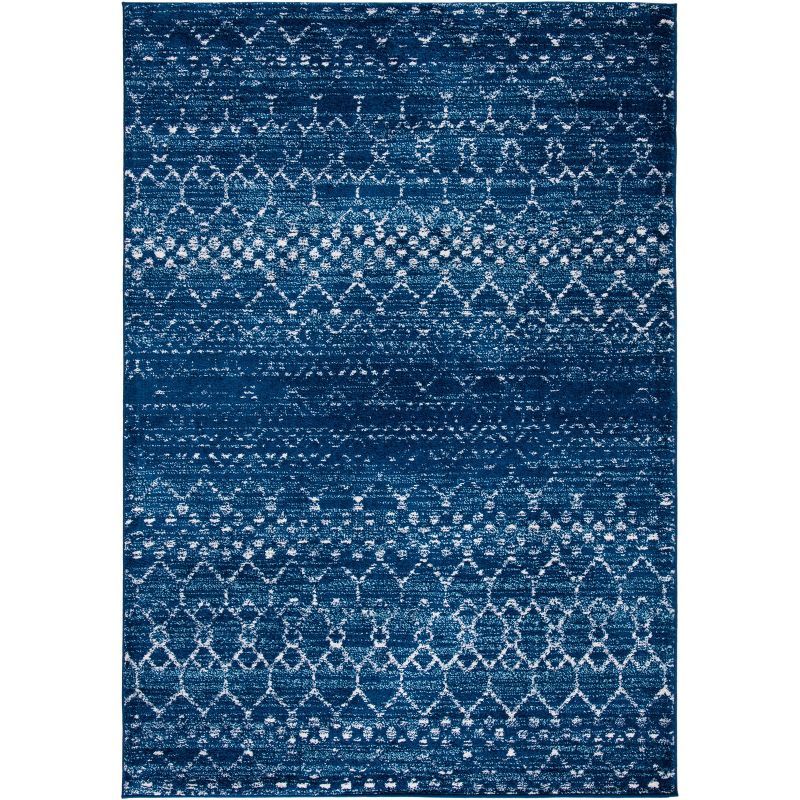 Tulum Blue and Ivory 8' x 10' Geometric Synthetic Area Rug