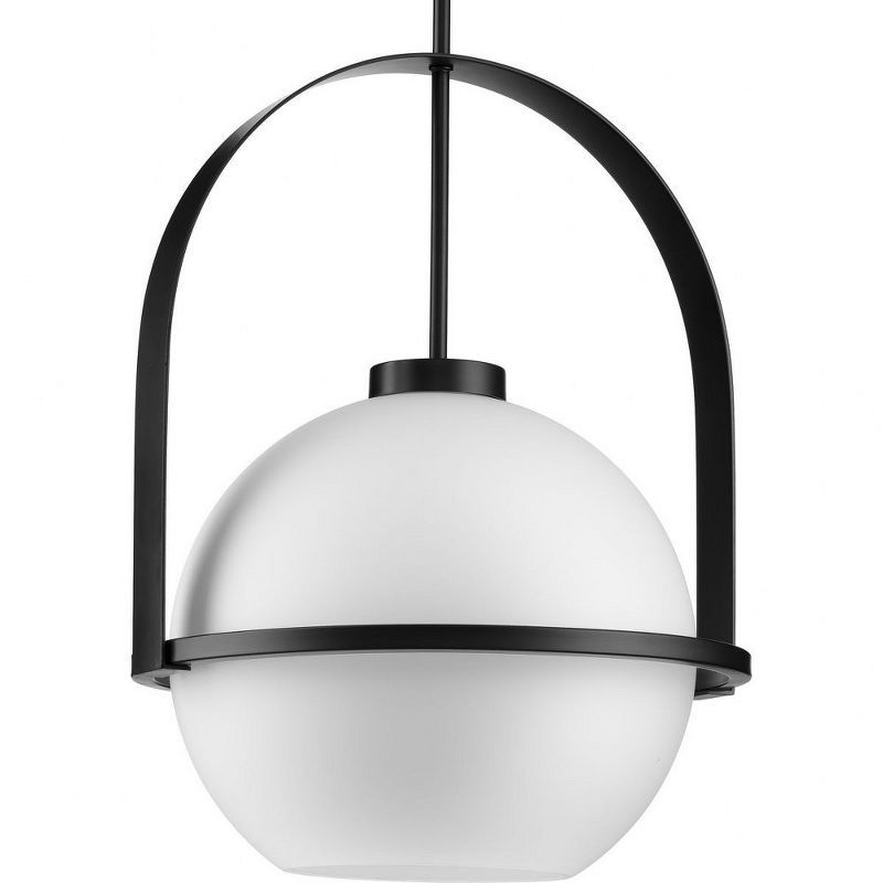 Matte Black Nickel LED Globe Pendant Light with Glass Shade