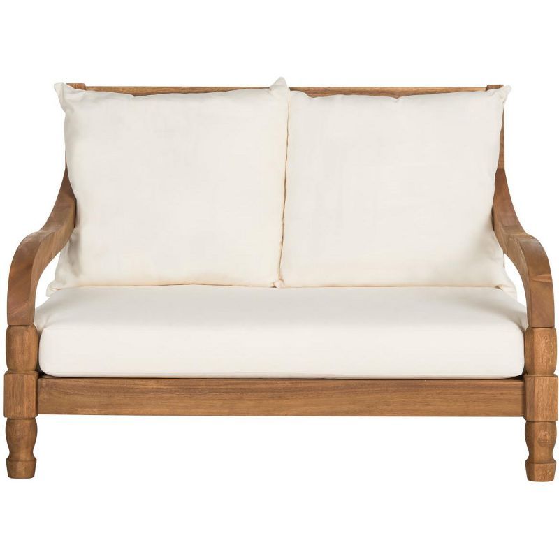 Pomona Natural Acacia Wood Lounger with Beige Cushions