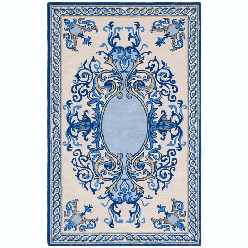 Empire Blue and Ivory Hand-Tufted Wool Area Rug