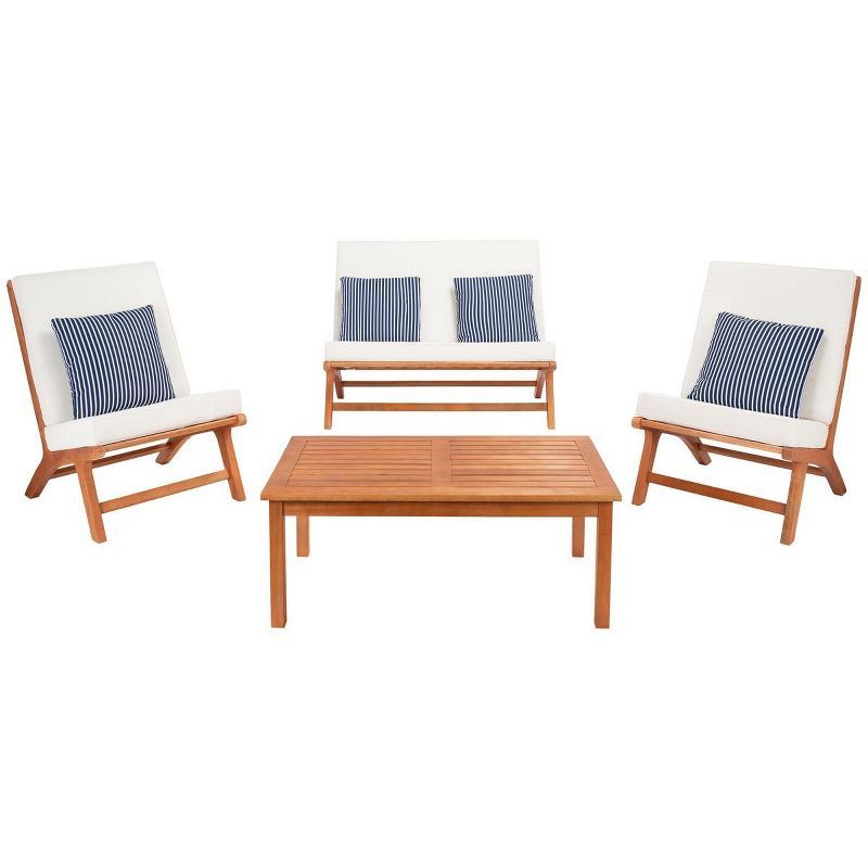 Chaston 4 Piece Patio Outdoor Patio Outdoor Living Set With Accent Pillows  - Safavieh