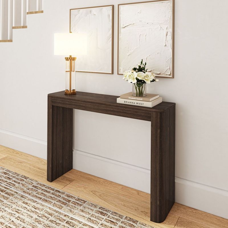 Walnut 46" Modern Solid Wood Console Table with Rounded Edges