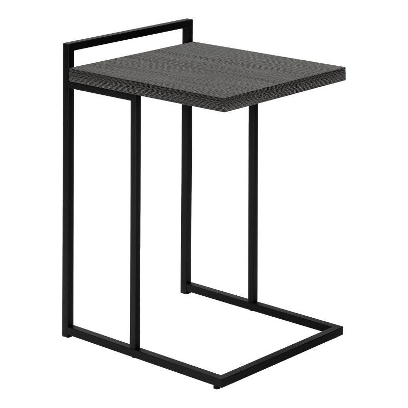 Contemporary Monarch 25" Grey Wood & Black Metal C-Table