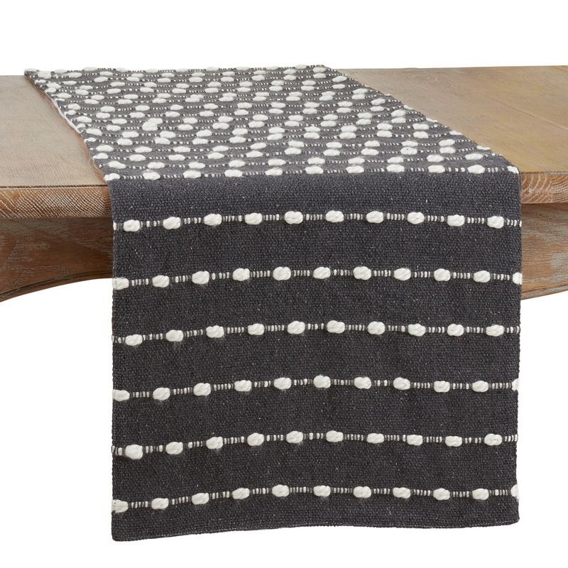 Black and White Cotton Chunky Striped Table Runner