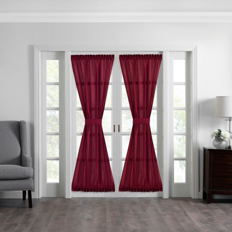 Red Faux Silk Blackout Door Panel Curtains