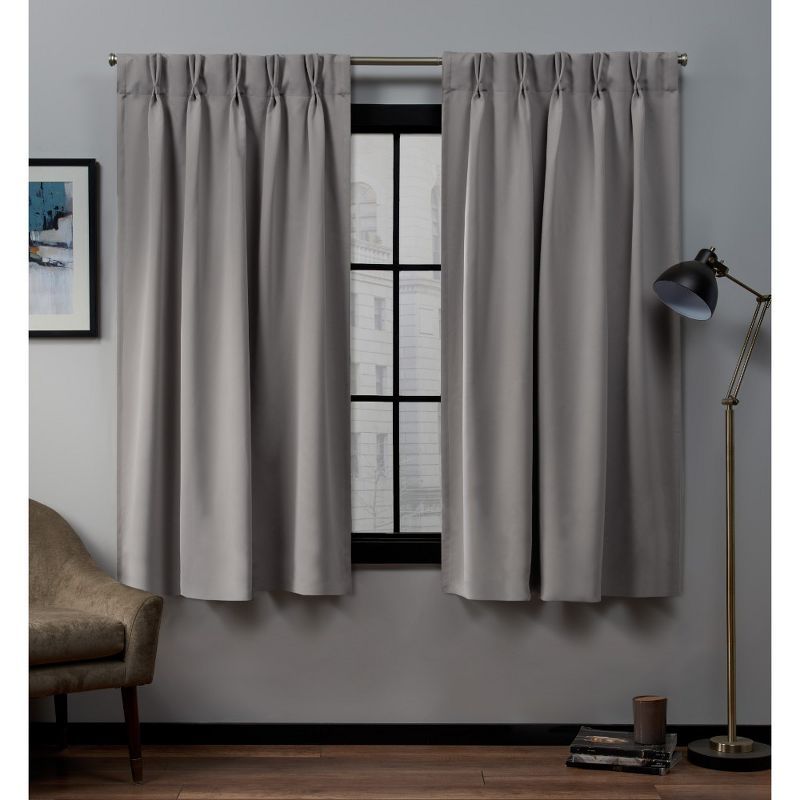 Veridian Grey Blackout Pinch Pleat Linen Window Curtains