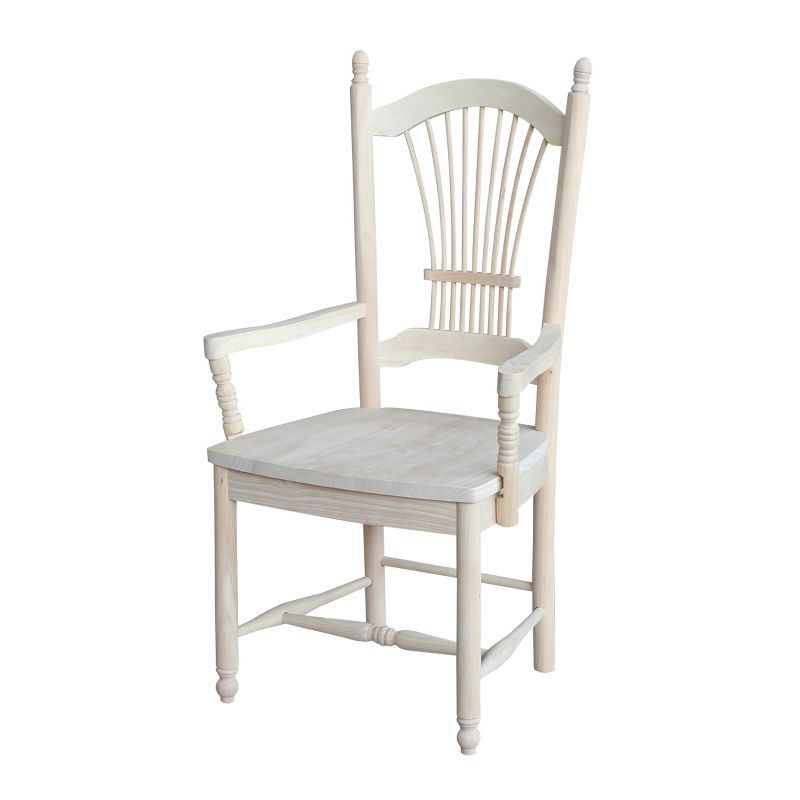 Traditional Sheafback Solid Wood Dining Chair in Unfinished Brown