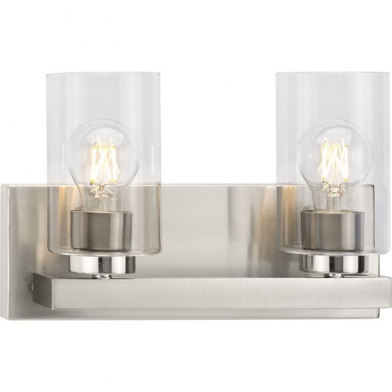 Brushed Nickel Cylinder Dimmable 2-Light Vanity Fixture