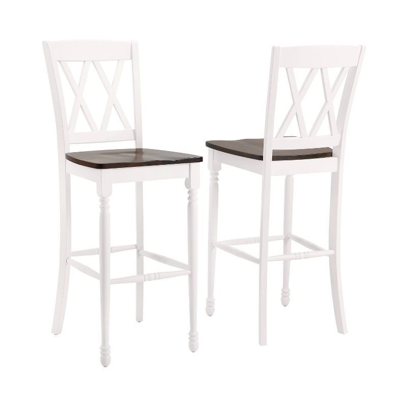 Shelby 47.5" White Wood Double X Bar Stool Set