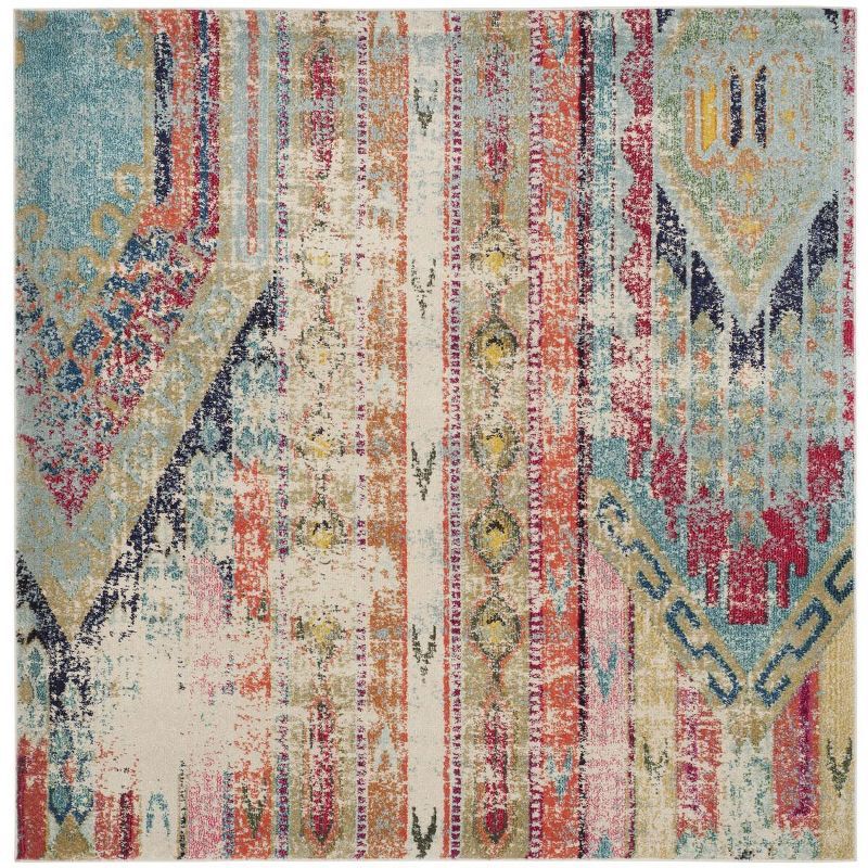 Boho-Chic Monaco 5' Square Multicolor Synthetic Area Rug