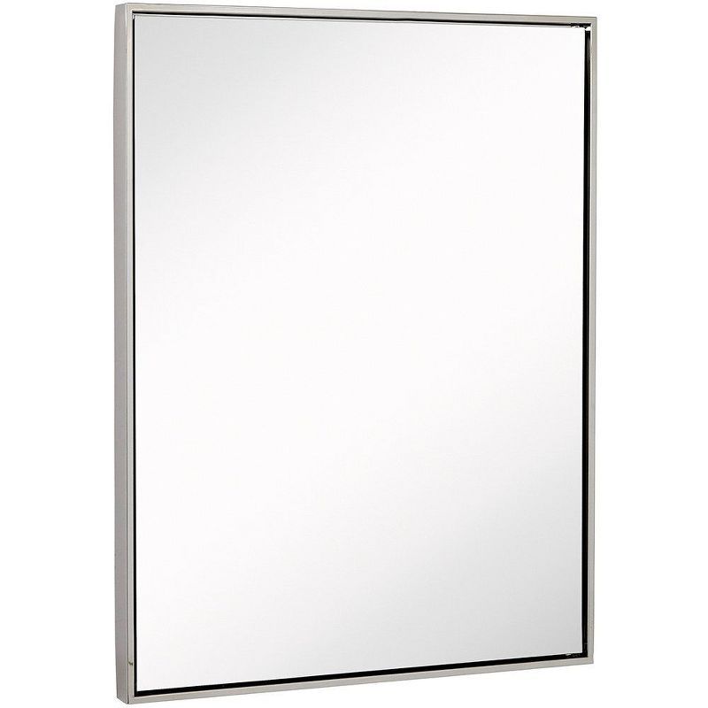 Elegant 30" x 40" Rectangular Polished Silver Metal Framed Mirror