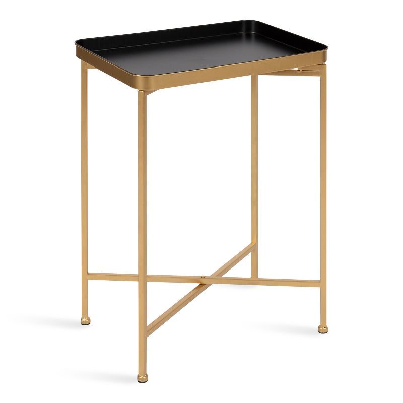 Celia Magnetic-Top Black Metal Foldable Accent Table