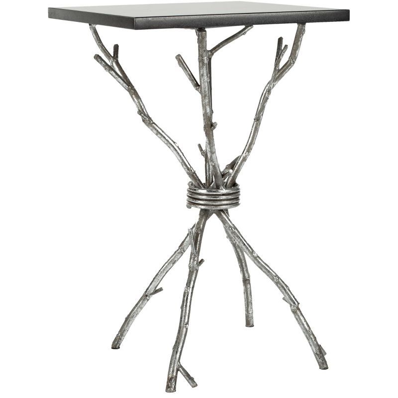 Alexa Black Granite Top Silver Branch Accent Table