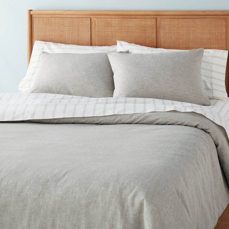 King Jet Gray Linen-Blend Duvet Set