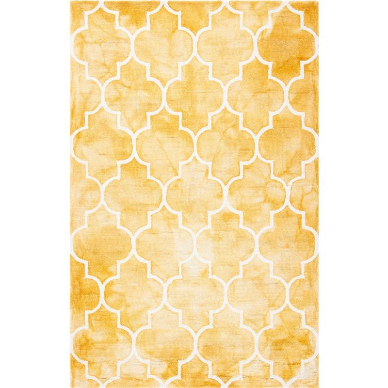 Hand-Tufted Gold and Ivory Wool Rectangular Area Rug, 5'x8'
