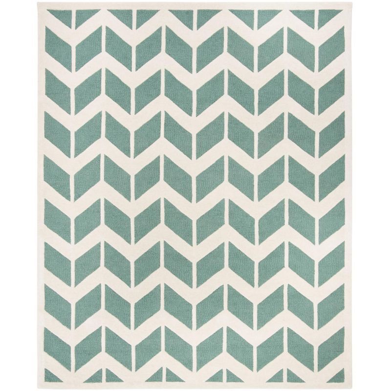 Teal and Ivory Hand-Tufted Wool Area Rug, 8' x 10'