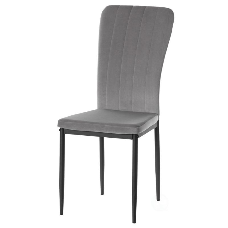 Gray Velvet Upholstered Side Chair with Metal Legs