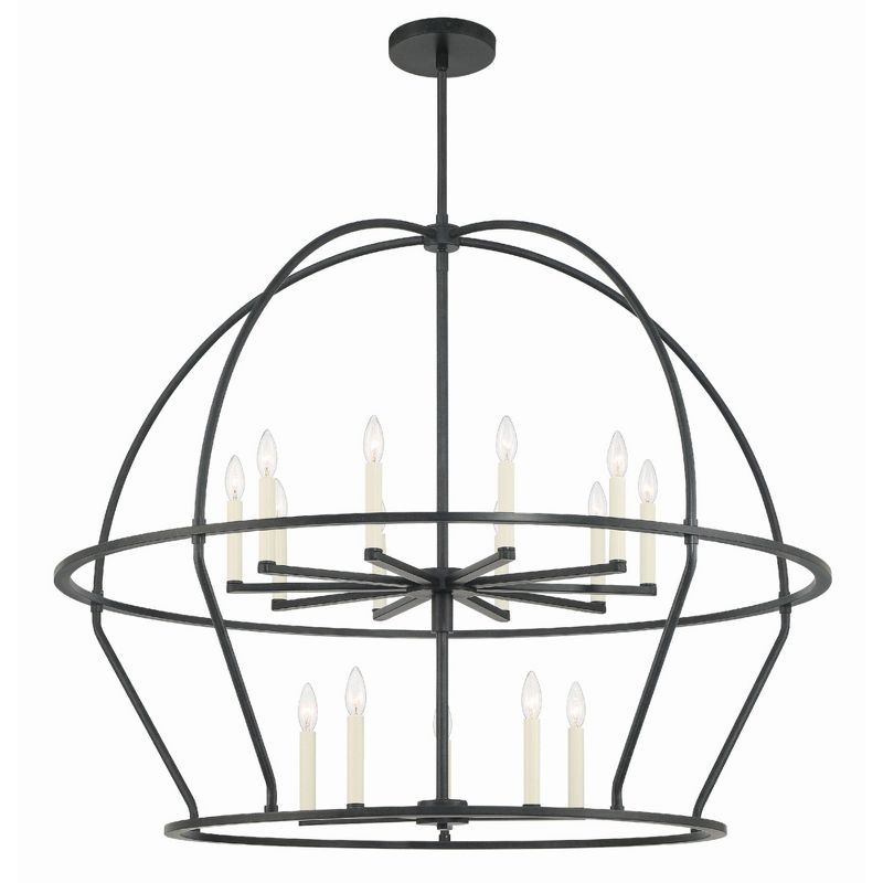 Abbott Black Steel 15-Light Farmhouse Chandelier