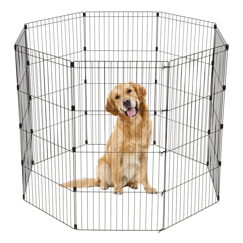 IRIS USA 48" Black Metal 8-Panel Dog Playpen