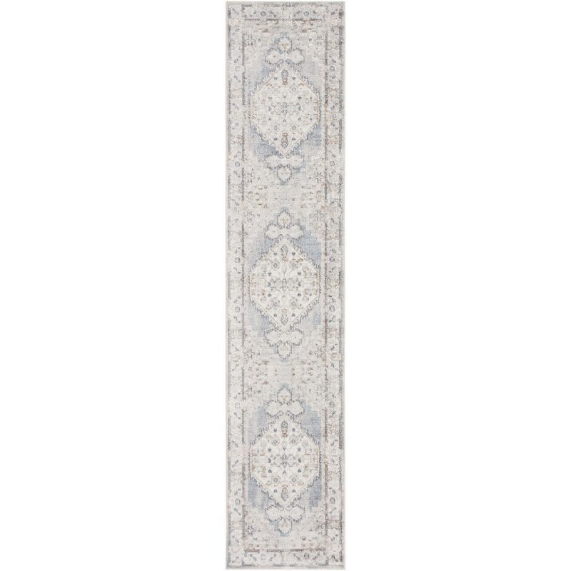 Astra Vintage Persian Light Blue 2'2" x 12' Washable Wool Blend Rug