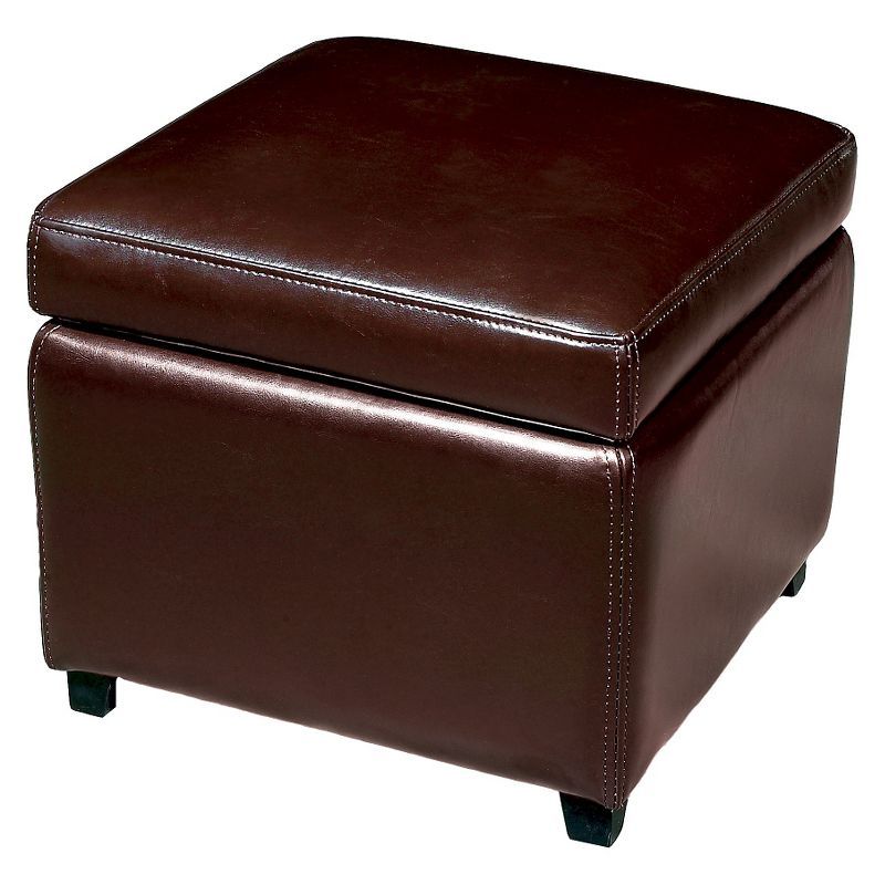 Baxton Studio Dark Brown Faux Leather Storage Cube Ottoman