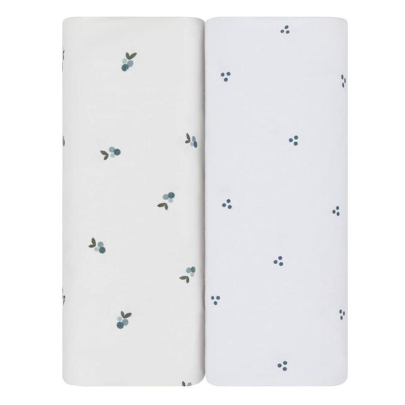 Berry and Cluster Dot Blue Cotton Crib Sheet Set