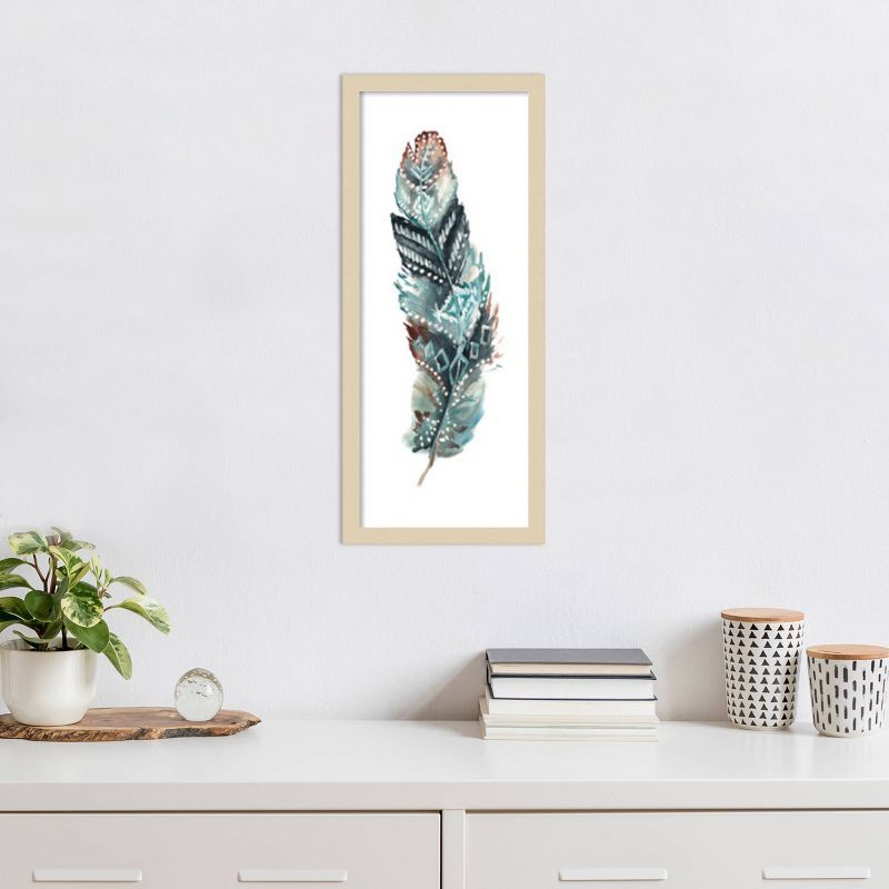 Svelte Natural Framed Tribal Feather Graphic Art Print