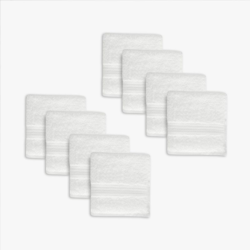 True Classics White Cotton Blend 8-Pack Washcloth Set