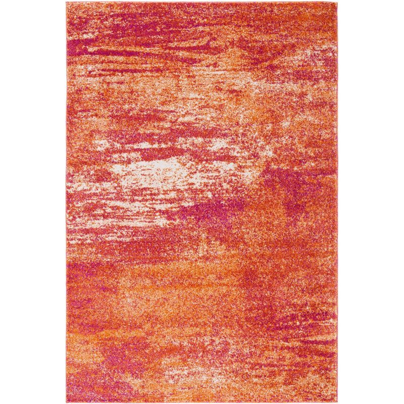 Evoke Ivory and Orange Synthetic Abstract Area Rug