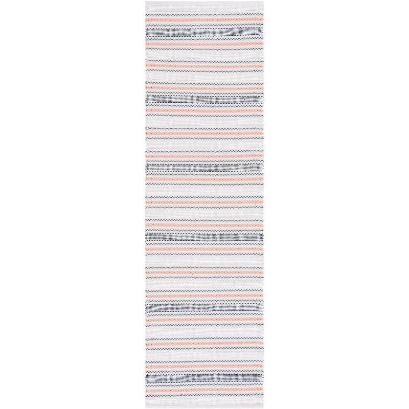 Handwoven Pink and Beige Cotton Runner Rug, 2'3" x 8'