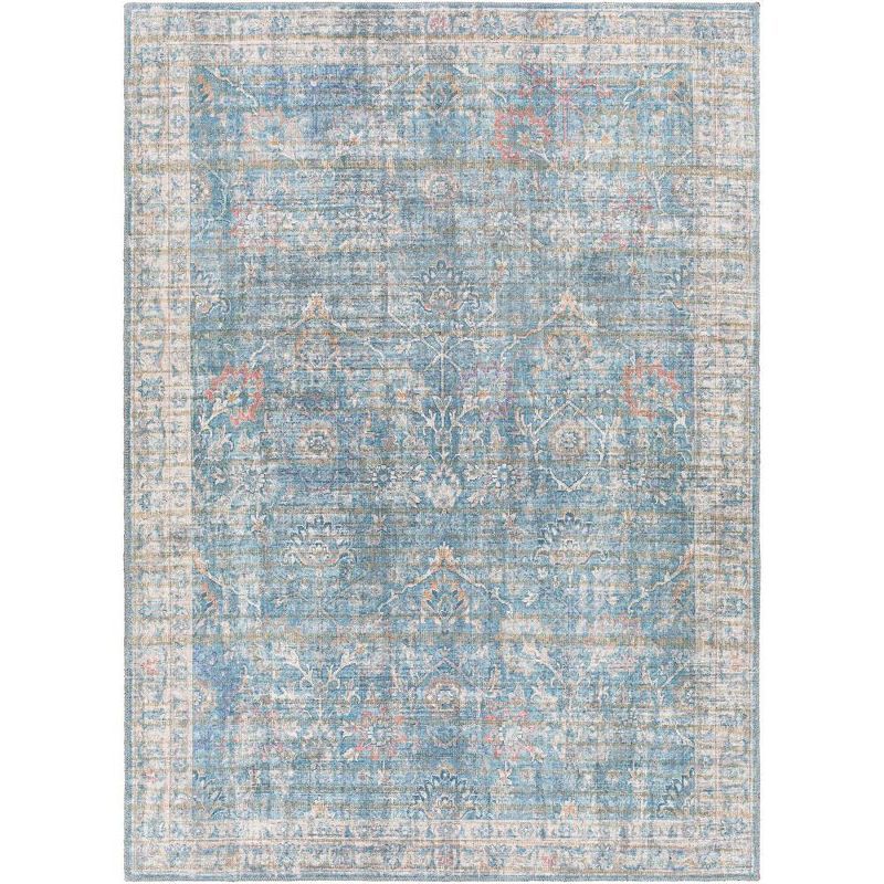 Markleville Pale Blue Washable Traditional Area Rug