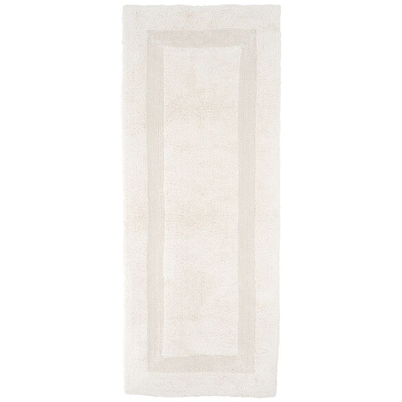 Ivory Cotton Reversible Long Bathroom Runner Rug 24" x 60"